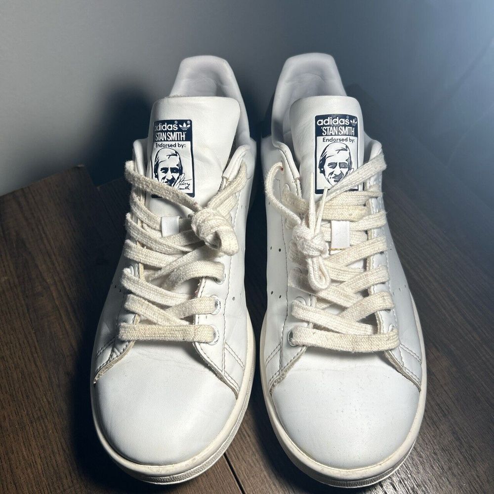 Adidas White and Blue Sneakers with Minimalist Design